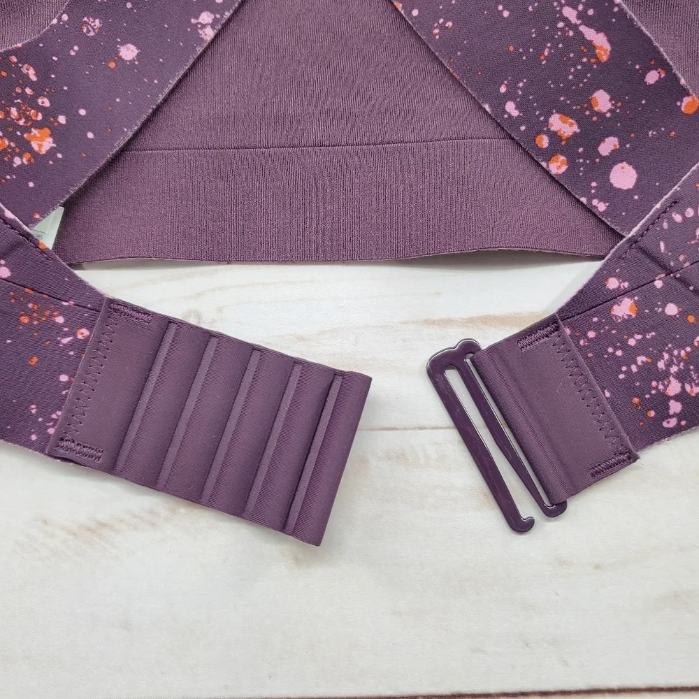 Athleta‎ Crossover Reversible Sports Bra Purple Speck Spatter Size Medium